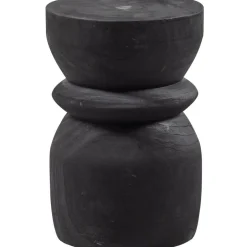 WOOOD Bikkel Kruk - Hout - Zwart - 40x28x28 Outlet