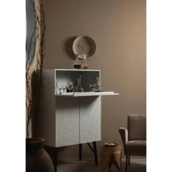 WOOOD Carved Drankkast - Hout - Mist - 146x90x46 Best