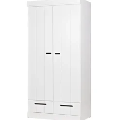 WOOOD Connect Kledingkast 2-Deurs met Lade - Grenen - Wit - 195x94x53 Clearance