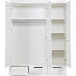 WOOOD Connect Kledingkast 3-Deurs met Lade - Grenen - Wit - 195x140x53 Best