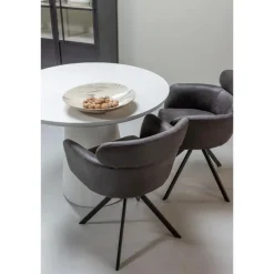 WOOOD Damon Ronde Eettafel - Betonlook - Wit - 76x100x10