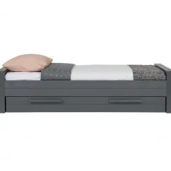 WOOOD Dennis Bed Incl.Bedlade/Lattenrol - Grenen - Staalgrijs -219x95 Discount