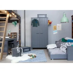 WOOOD Dennis Bed Incl.Bedlade/Lattenrol - Grenen - Staalgrijs -219x95 Discount