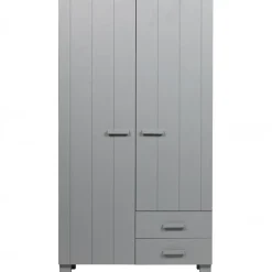 WOOOD Dennis Kast Met Laden - Grenen - Betongrijs - 202x111x55 Outlet