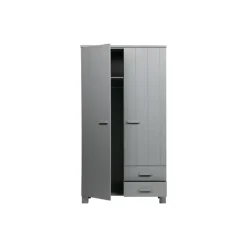 WOOOD Dennis Kast Met Laden - Grenen - Betongrijs - 202x111x55 Outlet