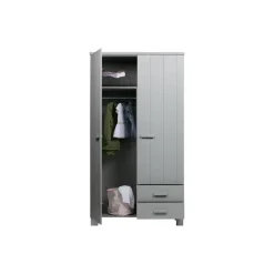 WOOOD Dennis Kast Met Laden - Grenen - Betongrijs - 202x111x55 Outlet