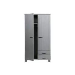 WOOOD Dennis Kast Met Laden - Grenen - Betongrijs - 202x111x55 Outlet