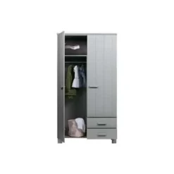 WOOOD Dennis Kast Met Laden - Grenen - Betongrijs - 202x111x55 Outlet