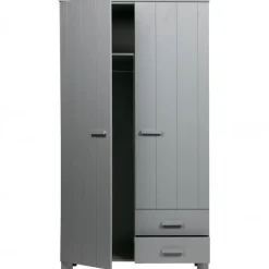 WOOOD Dennis Kast Met Laden - Grenen - Betongrijs - 202x111x55 Outlet