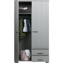 WOOOD Dennis Kast Met Laden - Grenen - Betongrijs - 202x111x55 Outlet