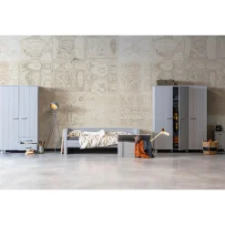 WOOOD Dennis Kast Met Laden - Grenen - Betongrijs - 202x111x55 Outlet