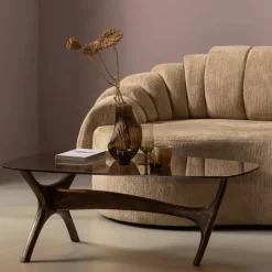 WOOOD Flash Salontafel - Glas/Hout - Walnoot - 42x110x60 Hot