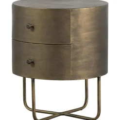 WOOOD Glossy Rond Kastje - Metaal - Antique Brass - 48x39x39 Hot