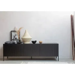 WOOOD Grand Gravure TV Meubel - Grenen - Zwart - 56x180x46 Outlet