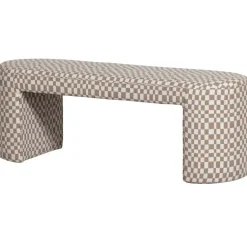 WOOOD Jacob Bankje - Polyester - Geruit - Zand - 46x130x46