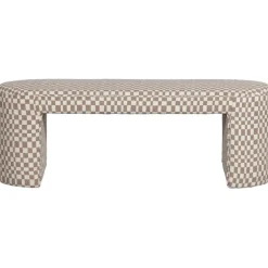 WOOOD Jacob Bankje - Polyester - Geruit - Zand - 46x130x46