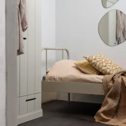 WOOOD Mata 1-Persoonsbed - Metaal - Zand - 90x208x95 Discount