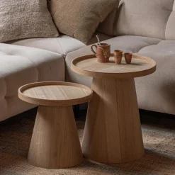 WOOOD Maud Bijzettafel - Hout - Naturel - 38x39x39 Clearance