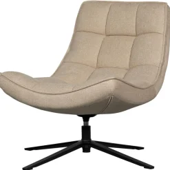 WOOOD Maudi Draaifauteuil - Polyester - Naturel - 84x74x86 Clearance
