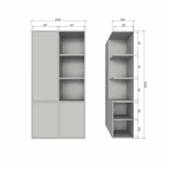 WOOOD Merel opbergkast - Grenen - Dust - 100x200x44 Hot