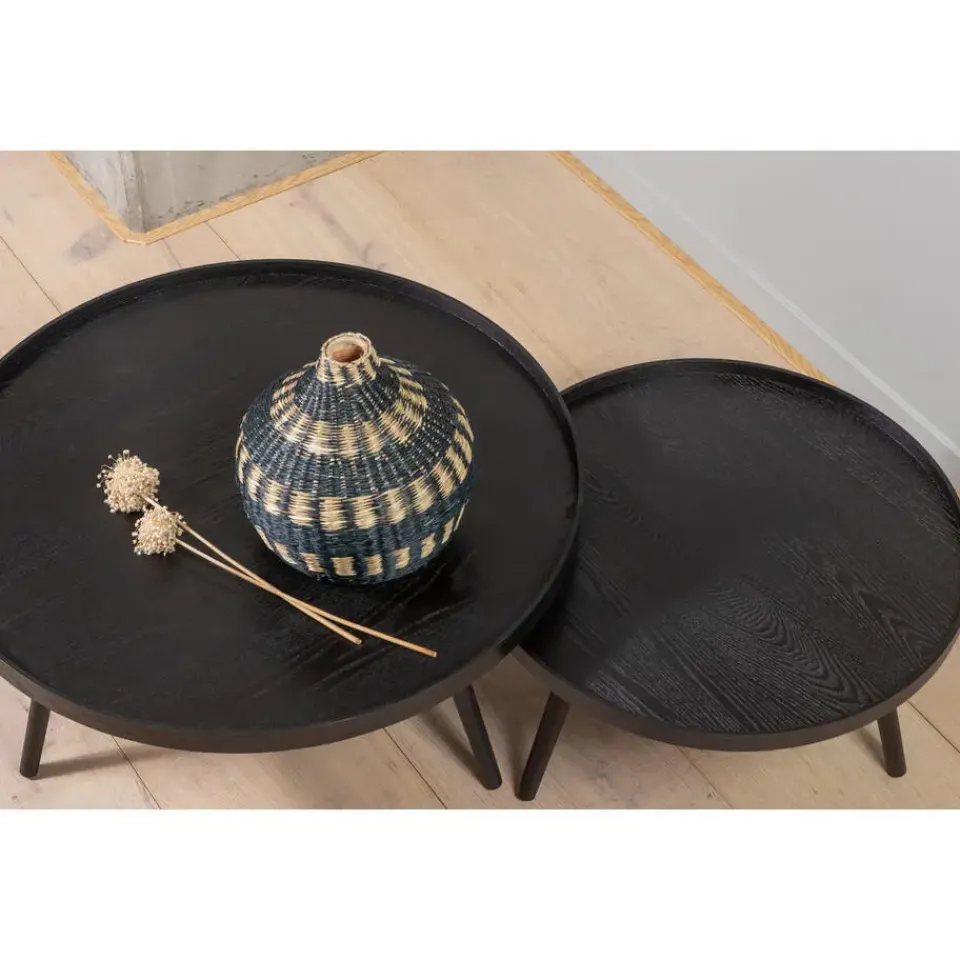 WOOOD Mesa Bijzettafel L - Hout - Zwart - 34xØ60 Clearance