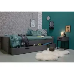 WOOOD Morris Bed Excl Lade - Grenen - Leem - 214x53x95 Best