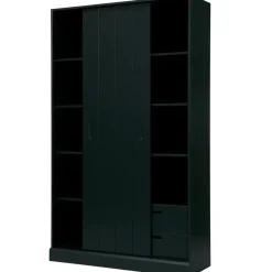 WOOOD Move schuifdeurkast - Grenen - Mat Zwart - 200x120x42 New
