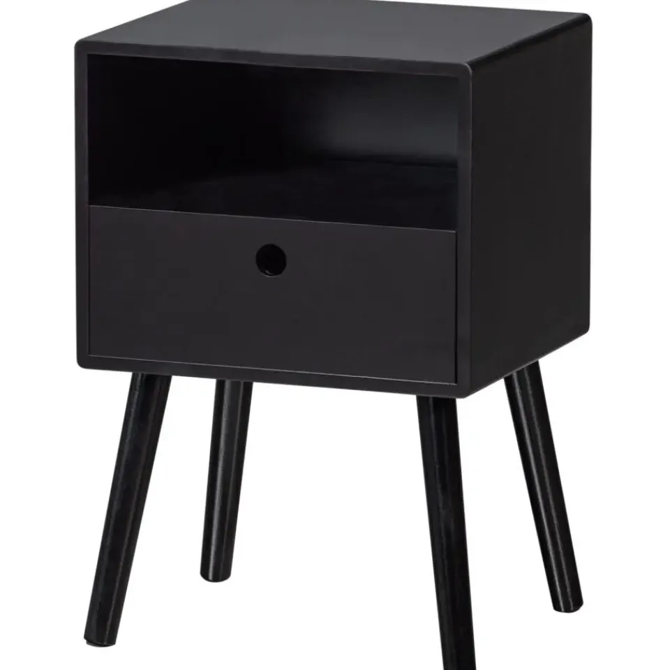 WOOOD Ozzy Nachtkastje Hout Zwart 53x36x30 New