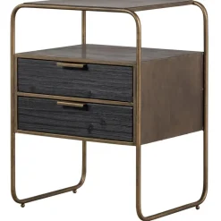 WOOOD Polite Nachtkastje - Metaal/hout - Antique Brass - 62x45x38 Clearance