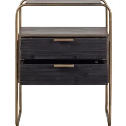 WOOOD Polite Nachtkastje - Metaal/hout - Antique Brass - 62x45x38 Clearance