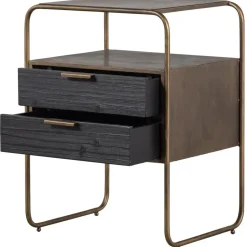 WOOOD Polite Nachtkastje - Metaal/hout - Antique Brass - 62x45x38 Clearance