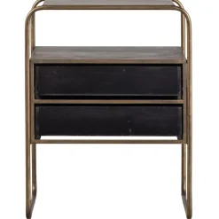 WOOOD Polite Nachtkastje - Metaal/hout - Antique Brass - 62x45x38 Clearance