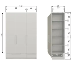 WOOOD Pure 3-deurs Hang/Legkast Splitdeur - Grenen - Dust - 215x142x60 Sale
