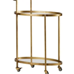 WOOOD Push Trolley - Metaal - Antique Brass - 86x67x35 Online