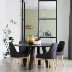 WOOOD Rhonda Eetkamertafel XL - Eiken - Blacknight - Ø150 cm New