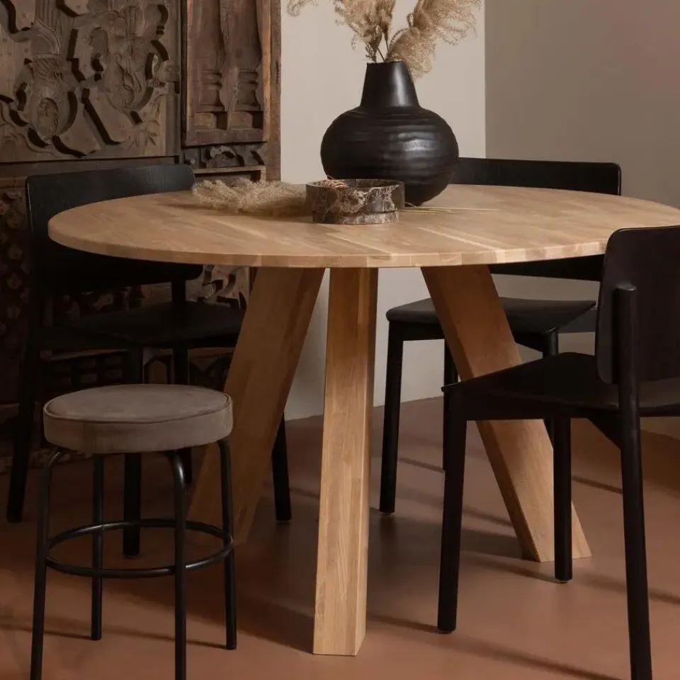 WOOOD Rhonda Eettafel - Rond - Eiken - Naturel - Ø129 cm Outlet
