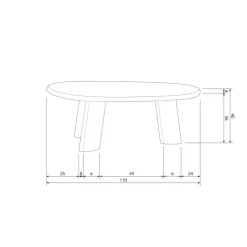 WOOOD Roundly Salontafel - Mangohout - Walnoot - 40x110x60