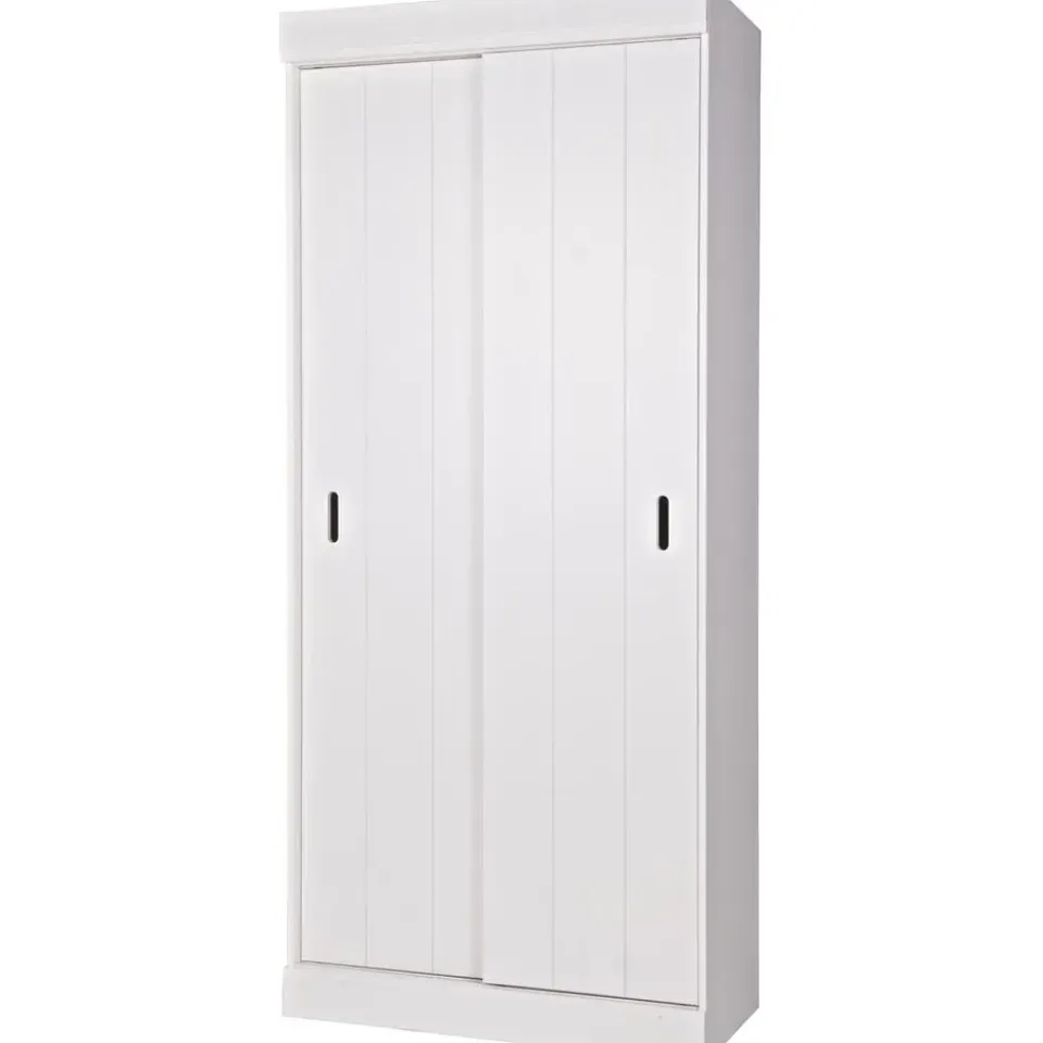 WOOOD Row Plankenkast Met Schuifdeuren - Grenen - Wit - 195x85x44 Best