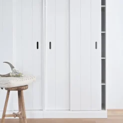 WOOOD Row Plankenkast Met Schuifdeuren - Grenen - Wit - 195x85x44 Best