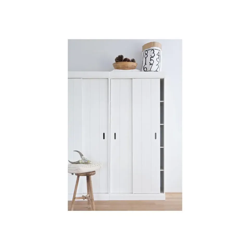 WOOOD Row Plankenkast Met Schuifdeuren - Grenen - Wit - 195x85x44 Best