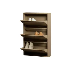 WOOOD Sabine 3-Vaks Schoenenkast - Metaal - Zand - 103x66x16