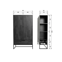 WOOOD Silas 2-Deurs Kast - Essen - Blacknight - 149x85x35 Online