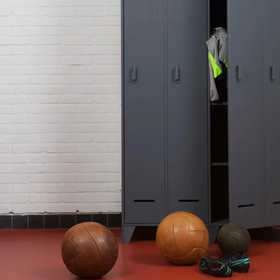 WOOOD Stijn Kledingkast 2-Deurs - Grenen - Staal Grijs - 103x187x40 Best