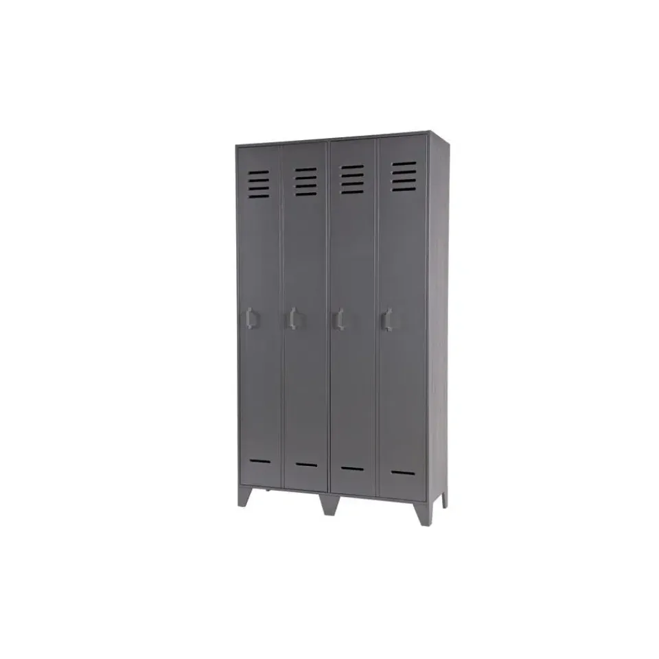 WOOOD Stijn Kledingkast 2-Deurs - Grenen - Staal Grijs - 103x187x40 Best