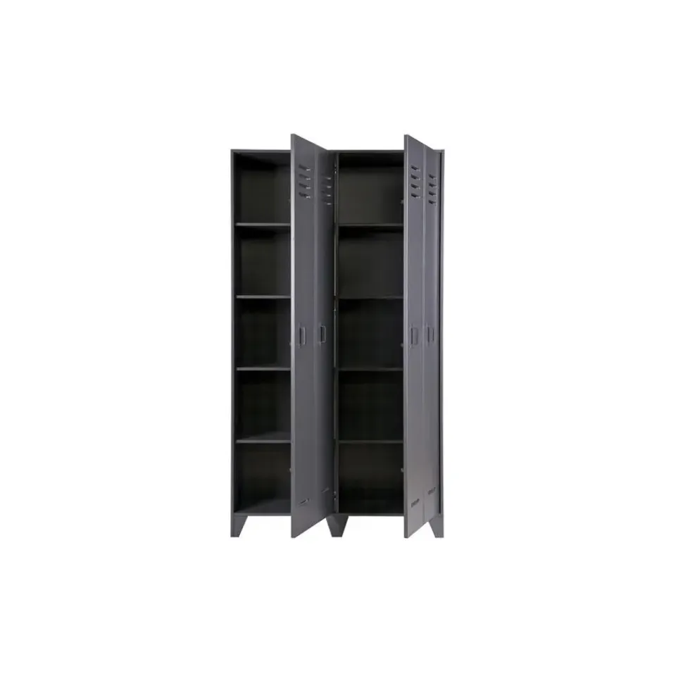 WOOOD Stijn Kledingkast 2-Deurs - Grenen - Staal Grijs - 103x187x40 Best