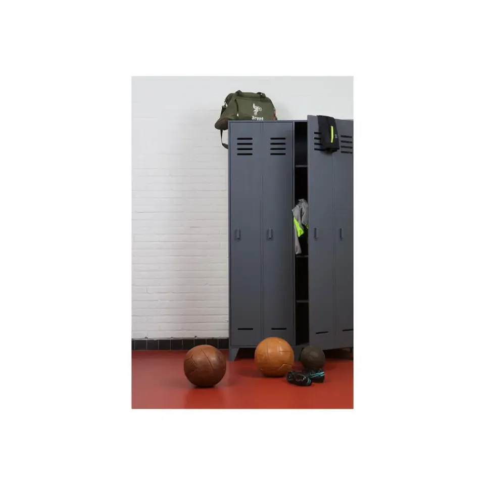 WOOOD Stijn Kledingkast 2-Deurs - Grenen - Staal Grijs - 103x187x40 Best