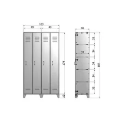 WOOOD Stijn Kledingkast 2-Deurs - Grenen - Staal Grijs - 103x187x40 Best