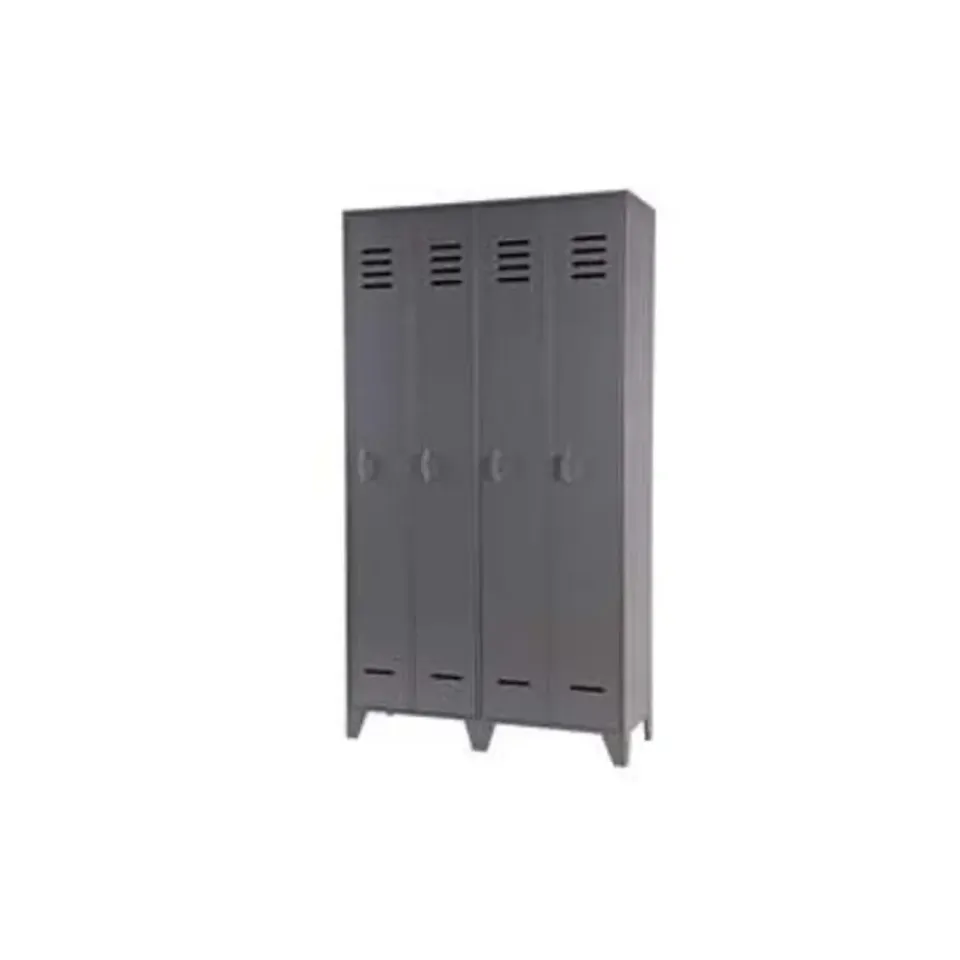 WOOOD Stijn Kledingkast 2-Deurs - Grenen - Staal Grijs - 103x187x40 Best