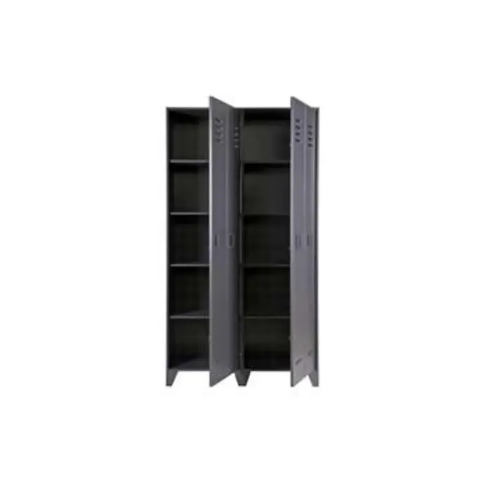 WOOOD Stijn Kledingkast 2-Deurs - Grenen - Staal Grijs - 103x187x40 Best