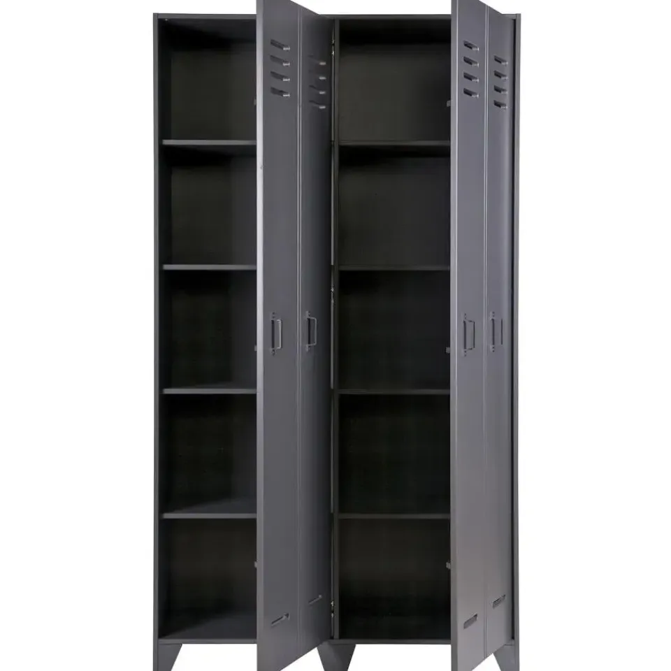 WOOOD Stijn Kledingkast 2-Deurs - Grenen - Staal Grijs - 103x187x40 Best